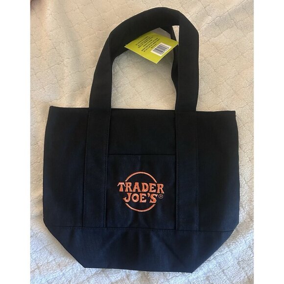 Trader Joe's Trick Or Treat Mini Canvas Tote Bag Halloween Limited 2025 Black - Picture 2 of 2